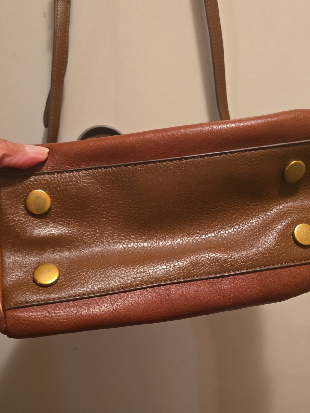 Fossil Cognac Leather Satchel with Adjustable Crossbody Strap - Picture 4 of 9